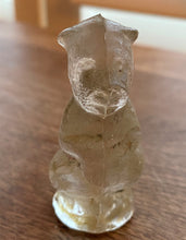 RARE! VINTAGE 1930S/1940S, TINY SITTING UP/BEGGING SCOTTIE DOG--PRESSED DEPRESSION GLASS (MADE IN THE USA)