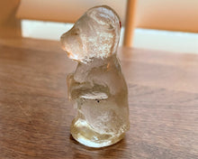 RARE! VINTAGE 1930S/1940S, TINY SITTING UP/BEGGING SCOTTIE DOG--PRESSED DEPRESSION GLASS (MADE IN THE USA)