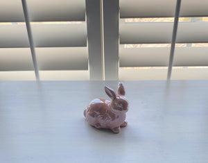 EASTERTIME (OR ANYTIME) BABY-PINK GLASS BUNNY RABBIT DECOR