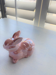 EASTERTIME (OR ANYTIME) BABY-PINK GLASS BUNNY RABBIT DECOR