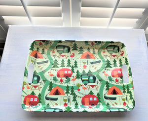 FUN AND FUNKY, GREAT-BIG HAPPY CAMPER MELAMINE SERVING TRAY