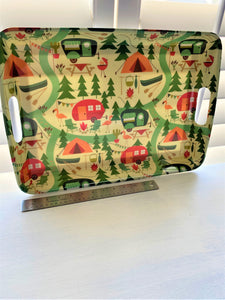 FUN AND FUNKY, GREAT-BIG HAPPY CAMPER MELAMINE SERVING TRAY