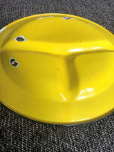 QUAINT, BRIGHT-YELLOW VINTAGE ENAMELWARE DIVIDED PLATE (OVERSIZED)