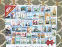 500-LARGER PIECES STAMP-THEMED PUZZLE TO HELP YOU SAIL AWAY FROM REALITY FOR A WHILE...VINTAGE-LOOK SHIP STAMPS PUZZLE (MADE IN THE USA!)