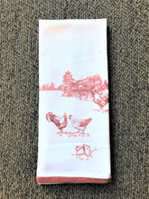 CHARMING RED TOILE-STYLE ROOSTER-AND-HEN KITCHEN/HAND TOWEL (BEAUTIFUL QUALITY)