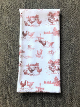 CHARMING RED TOILE-STYLE ROOSTER-AND-HEN KITCHEN/HAND TOWEL (BEAUTIFUL QUALITY)