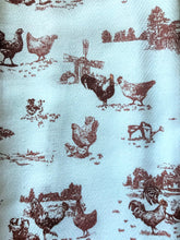 CHARMING RED TOILE-STYLE ROOSTER-AND-HEN KITCHEN/HAND TOWEL (BEAUTIFUL QUALITY)