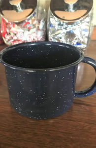 JUMBO BLUE-SPECKLED ENAMEL CAMP-STYLE MUG (HOLDS OVER A QUART!)