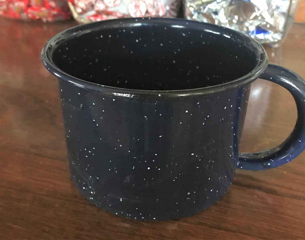 JUMBO BLUE-SPECKLED ENAMEL CAMP-STYLE MUG (HOLDS OVER A QUART!)