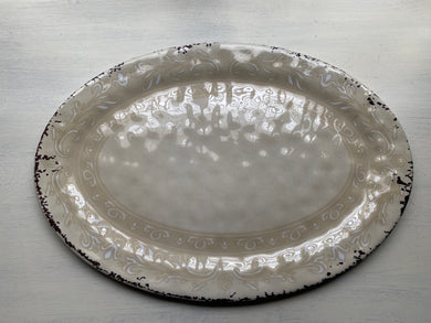 HUGE, BEAUTIFUL, ANTIQUE-LOOK IVORY PLATTER (MELAMINE/EXTRA-STURDY)