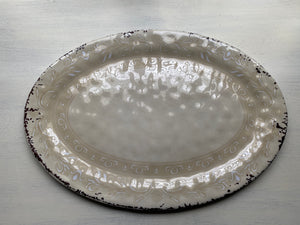 HUGE, BEAUTIFUL, ANTIQUE-LOOK IVORY PLATTER (MELAMINE/EXTRA-STURDY)