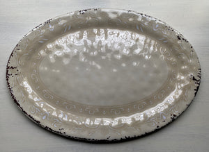 HUGE, BEAUTIFUL, ANTIQUE-LOOK IVORY PLATTER (MELAMINE/EXTRA-STURDY)