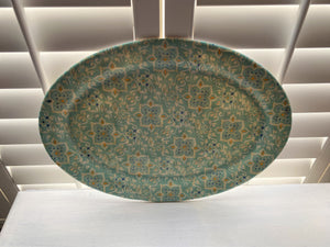 LARGE, LIGHT-MINT COLORED, MOSAIC TILE PATTERN MELAMINE PLATTER--PRETTY, PRETTY, PRETTY!