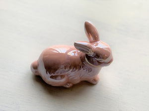 EASTERTIME (OR ANYTIME) BABY-PINK GLASS BUNNY RABBIT DECOR