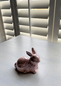 EASTERTIME (OR ANYTIME) BABY-PINK GLASS BUNNY RABBIT DECOR