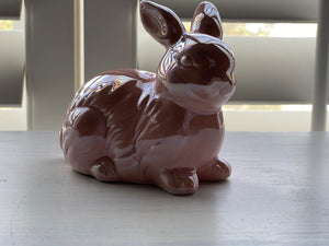 EASTERTIME (OR ANYTIME) BABY-PINK GLASS BUNNY RABBIT DECOR