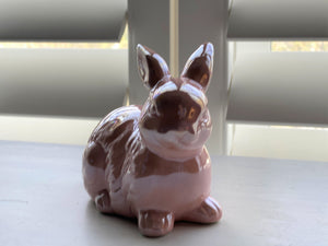 EASTERTIME (OR ANYTIME) BABY-PINK GLASS BUNNY RABBIT DECOR