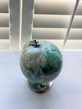BITTY-SIZED AQUA GLOBE ON SHINY SILVER STAND (GREAT FOR A DESK, FIREPLACE MANTEL, CHILD'S SHELF, OR BOOKCASE)