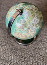 BITTY-SIZED AQUA GLOBE ON SHINY SILVER STAND (GREAT FOR A DESK, FIREPLACE MANTEL, CHILD'S SHELF, OR BOOKCASE)