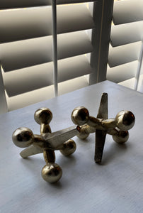 TWO JUMBO, GOLD-ISH CAST-ALUMINUM JACKS (SOLD AS A SET):  FUN DECOR! CAN BE USED AS BOOKENDS