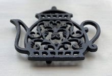 BLACK CAST-IRON TEA POT TRIVET:  CHARMING AND SUPER-CUTE