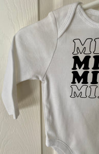 "MILK MILK MILK MILK" ADORABLE LONG-SLEEVED, WHITE BABY BODYSUIT