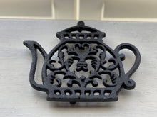 BLACK CAST-IRON TEA POT TRIVET:  CHARMING AND SUPER-CUTE