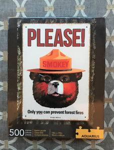 500-PIECE CLASSIC-LOOKING SMOKEY THE BEAR "ONLY YOU CAN PREVENT FOREST FIRES" PUZZLE