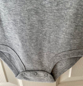 "LOCALLY GROWN" SHORT-SLEEVE GRAY BODYSUIT--WORKS FOR BOY OR GIRL (ADORABLE BABY SHOWER GIFT)