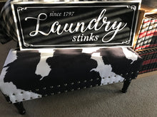 MASSIVE, HEAVY-DUTY ENAMEL-COATED STEEL "LAUNDRY STINKS" FUN LAUNDRY ROOM WALL DECOR