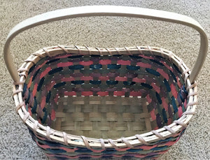 THE MOST PERFECT EASTER BASKET! NATURAL FINISH WITH WOVEN CORAL, TEAL, SAGE-GREEN, AND GRAPE COLORS