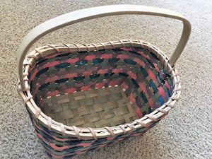 THE MOST PERFECT EASTER BASKET! NATURAL FINISH WITH WOVEN CORAL, TEAL, SAGE-GREEN, AND GRAPE COLORS