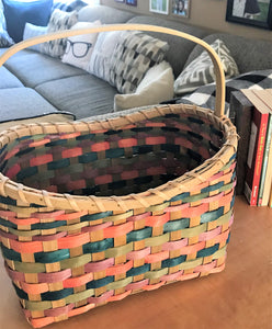 THE MOST PERFECT EASTER BASKET! NATURAL FINISH WITH WOVEN CORAL, TEAL, SAGE-GREEN, AND GRAPE COLORS