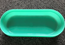 VINTAGE 2-PIECE TUPPERWARE (ITEM 1375-6) EXTRA-SMALL, GREEN, OVAL "KEEPER" CONTAINER WITH WHITE LID  (MADE IN THE USA)