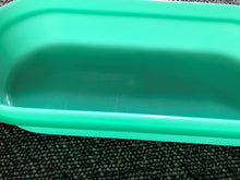 VINTAGE 2-PIECE TUPPERWARE (ITEM 1375-6) EXTRA-SMALL, GREEN, OVAL "KEEPER" CONTAINER WITH WHITE LID  (MADE IN THE USA)