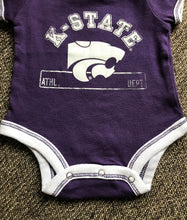 0-3 MONTHS PURPLE AND WHITE KANSAS STATE BABY BODYSUIT