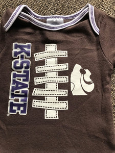 0-3 MONTHS BROWN FOOTBALL-DESIGN KANSAS STATE BABY BODYSUIT