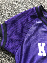 6-12 MONTHS MINI FOOTBALL PLAYER ONE-PIECE K-STATE PURPLE ROMPER