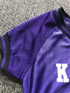 6-12 MONTHS MINI FOOTBALL PLAYER ONE-PIECE K-STATE PURPLE ROMPER