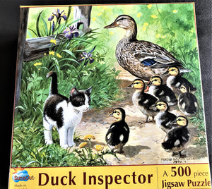 500-PIECE PUZZLE QUACK-QUACK-MEW? MAMA DUCK AND HER DUCKLINGS (PLUS, ONE EXTRA)