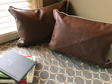 RUSTIC, STURDY, GORGEOUS LEATHER-AND-CANVAS LUMBAR PILLOW