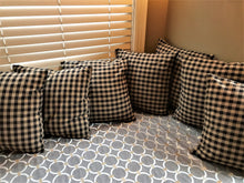 CLASSIC AND CLASSY, BLACK-AND-KHAKI CHECKED THROW PILLOW