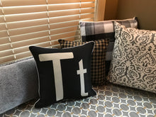 HUGE, LODGE-STYLE GRAY/BLACK/WHITE PLAID WITH FLEECE BACK THROW PILLOW (EDDIE BAUER)