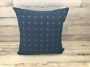 TOP-QUALITY,  B I G  BRUSHED-DENIM, BASKET-WEAVE THROW PILLOW (20" X 20")