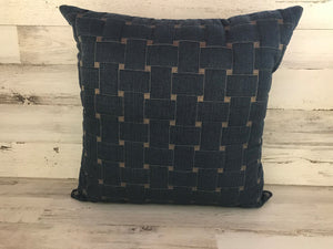 TOP-QUALITY,  B I G  BRUSHED-DENIM, BASKET-WEAVE THROW PILLOW (20" X 20")