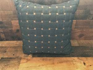 TOP-QUALITY,  B I G  BRUSHED-DENIM, BASKET-WEAVE THROW PILLOW (20" X 20")