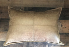 SOFT, FAUX-LEATHER, FAWN-COLORED PILLOW (REALLY BEAUTIFUL/EXTRA NICE CONSTRUCTION)
