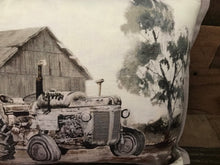 VINTAGE-LOOK TRACTOR AND BARN SCENE LUMBAR-STYLE THROW PILLOW