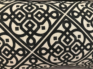 EXTRA-BEAUTIFUL BLACK/WHITE LUMBAR-STYLE PILLOW (MADE IN THE USA)