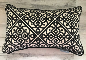 EXTRA-BEAUTIFUL BLACK/WHITE LUMBAR-STYLE PILLOW (MADE IN THE USA)